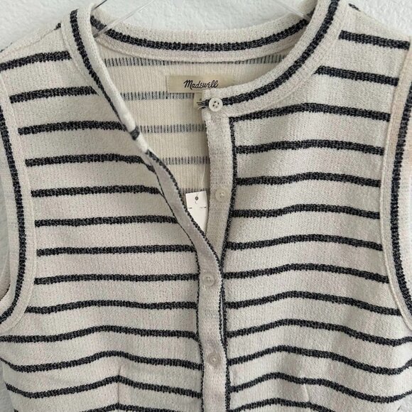 Madewell Split-Crewneck Cardigan Tank in Lighthouse Stripe - Picture 6 of 10